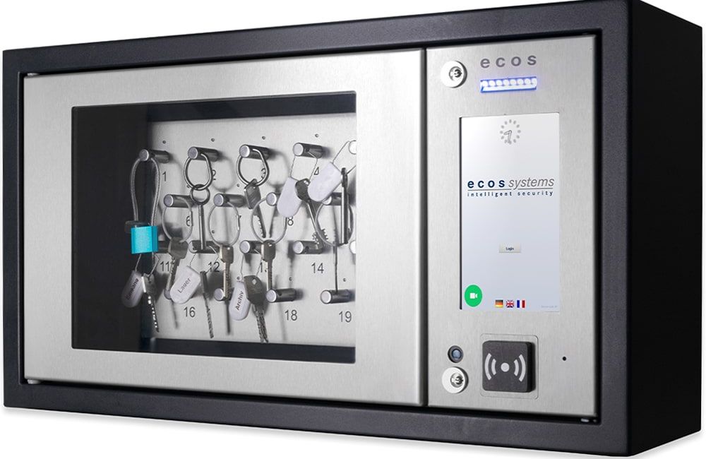 Electronic key cabinet with housing made of high-quality stainless steel