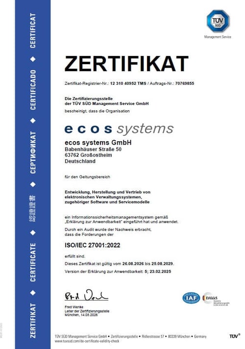 ISO 27001 Zertifikat 2026