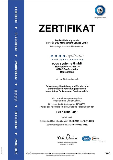 ecos 14001 certificate