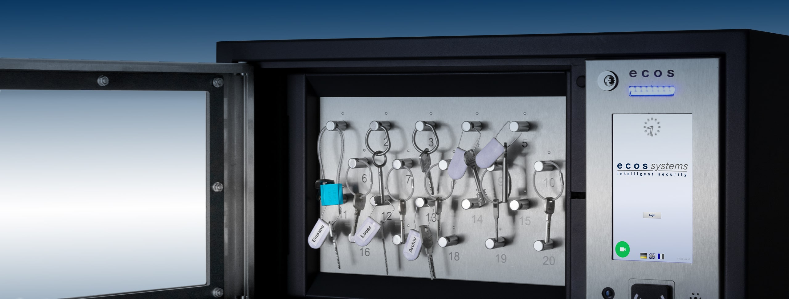 electronic key cabinets for room keys, vehicle keys and customer keys